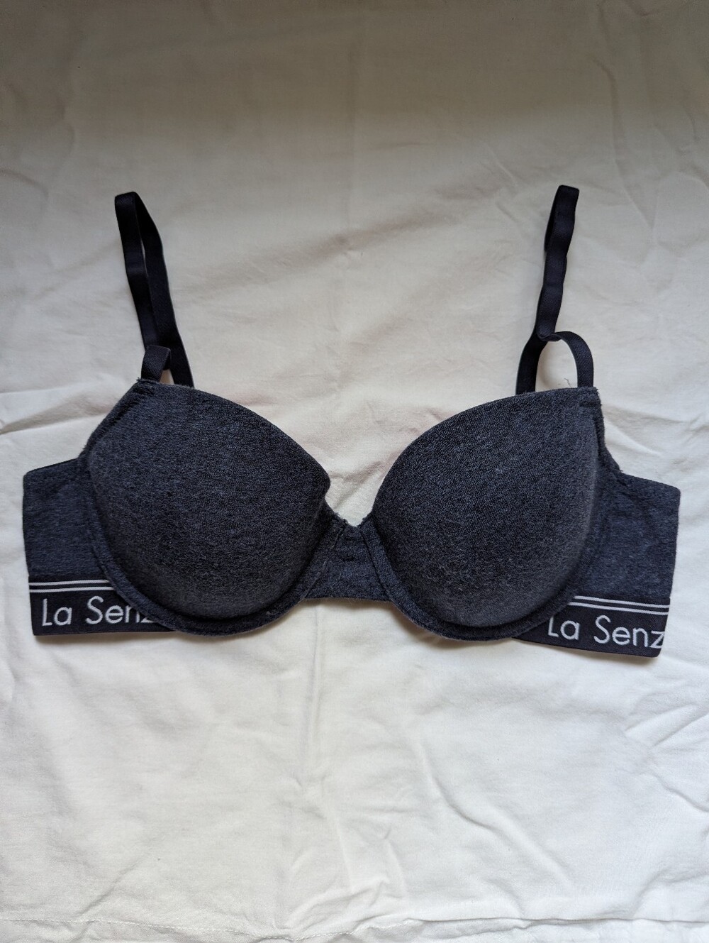 La Senza Remix Lightly Lined Cotton Balconnet Bra 34C Dark Blue